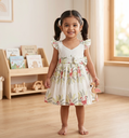 Girls' Pink Flamingo Cotton Frilled Frock