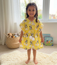 Girls' Yellow Cotton Kaftan With Panda Print