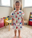 Girls' White Cotton Kaftan With Peppa Print
