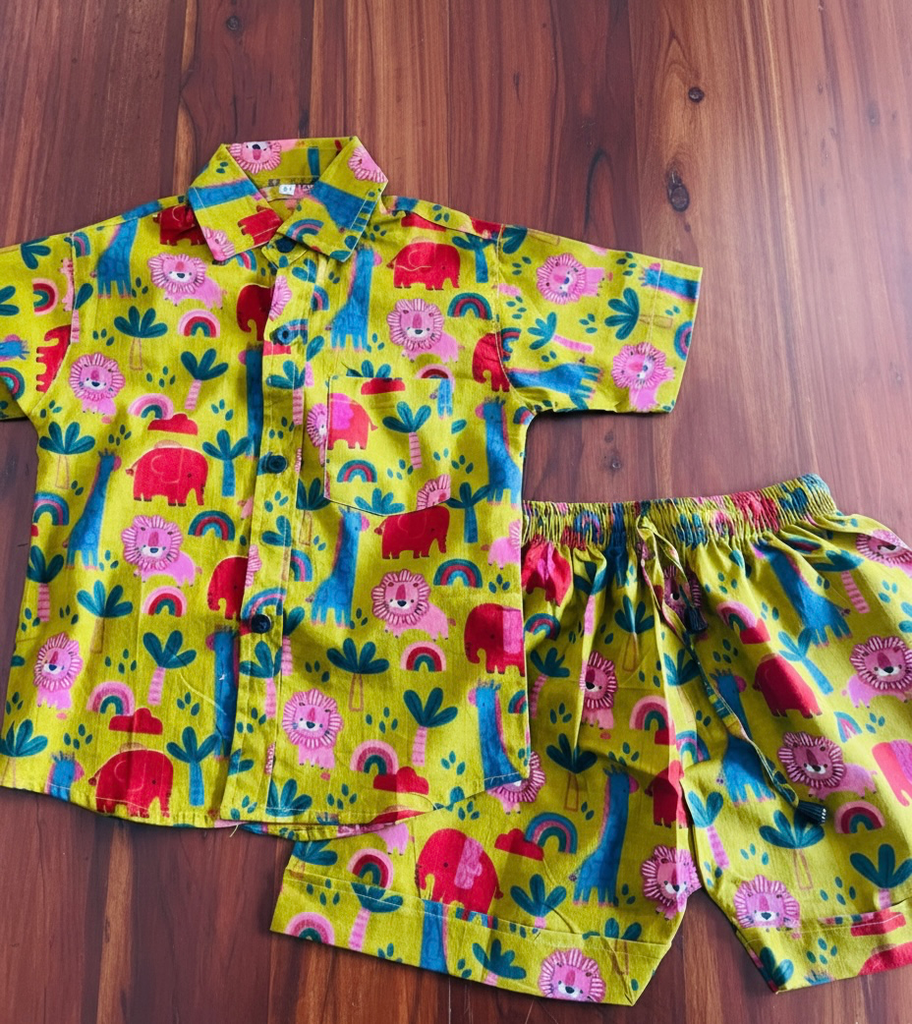 Animal Print Pure Cotton Co ord Set (1-2)