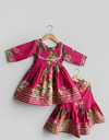 Pink Floral Pure Cotton Gota-Patti Anarkali & Sharara Set